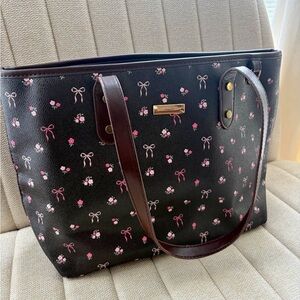Floral Black Tote Bag